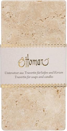 Ottoman Travertin Porte-savon rectangulaire en pierre naturelle 15 x 7,5 cm