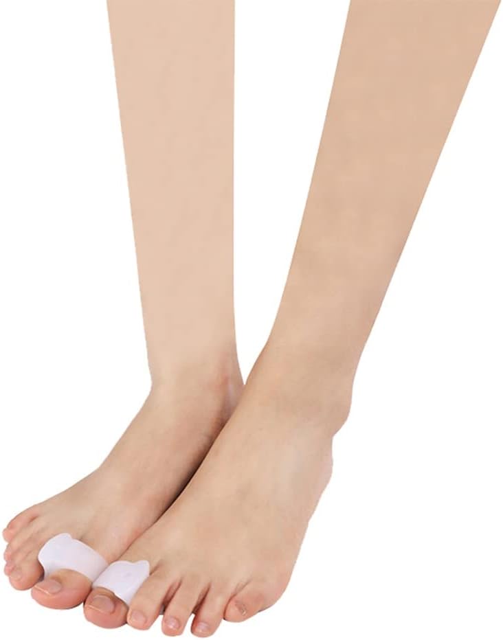 DEAVER Toe Separators for Overlapping Toes - 2-Pack Clear Gel Hammer Straighteners Pain Relief Correct Bent Big Spacers, Gentle Bunion Correctors