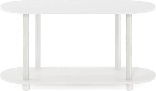 Miniatura 6 de Furinno Turn-N-Tube - Mesa con laterales ovalados moderna, se monta sin herramientas, color blanco y blanco virgen