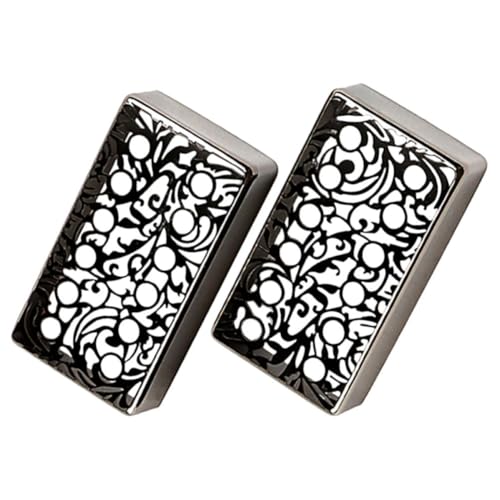Cache micro guitare électrique noir 2 pièces en métal ajouré pour accessoire de musique.