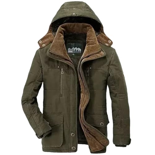 Mens Hooded Thicked Warm Parkas Multi-Pocket Casual Cargo Jackets Winter Long Down Jacket Coat
