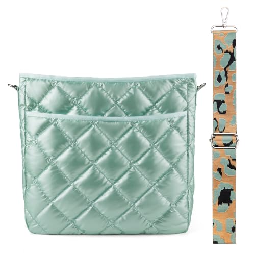 Lychii Gesteppte Tote Tasche, Umhängetasche Schultertasche Handtasche, Puffer Tote Bag - Daunen-Baumwolle(30 * 6 * 30cm), Grün