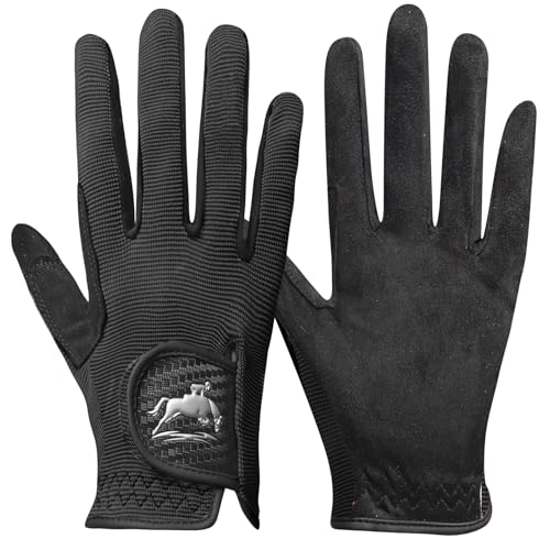 AXKAL Horse Riding Gloves Women Professional Equestrian Horseback Value Pair Ladies Riding Gloves Mittens Breathable Stretchable for Youth Girls Outdoor Sport (Black M)