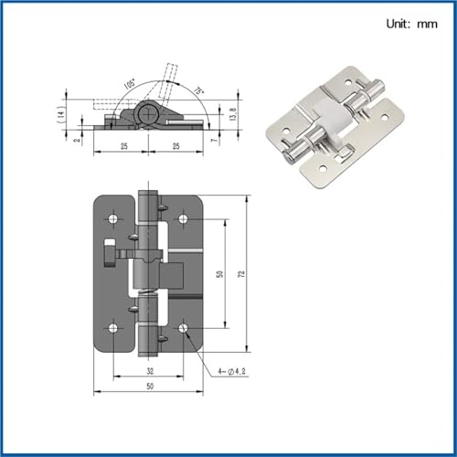 Charnière amovible en acier inoxydable 304 durable pour coffret de machine - 7