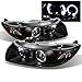 For 06-11 Honda Civic 2DR Coupe Black Bezel Dual Halo Ring Projector Headlights Driver Passenger Lamps