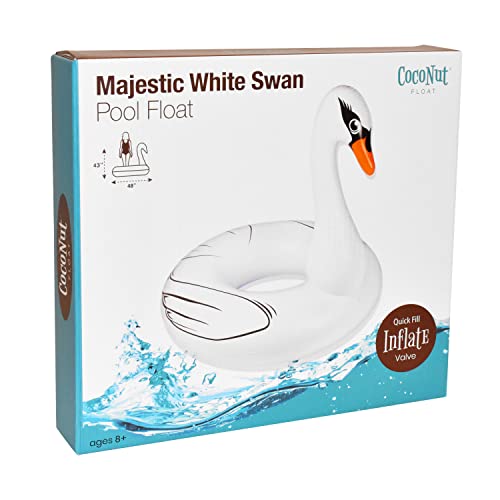 Coconut Float Majestic White Swan Pool – Inflatable Pool Ring Float – Durable Long Lasting Lounge Tube And Water Toy – Fun Decoration For Parties, Events – Ages 8+ Years #TOP6