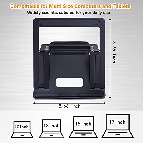Laptop-Stand-for-DeskBlack-Adjustable-Aluminum-Portable-Laptop-Holder-Metal-Computer-Stand-4-Angle-Anti-Slip-Compatible-with-9-to-17inch-Laptop