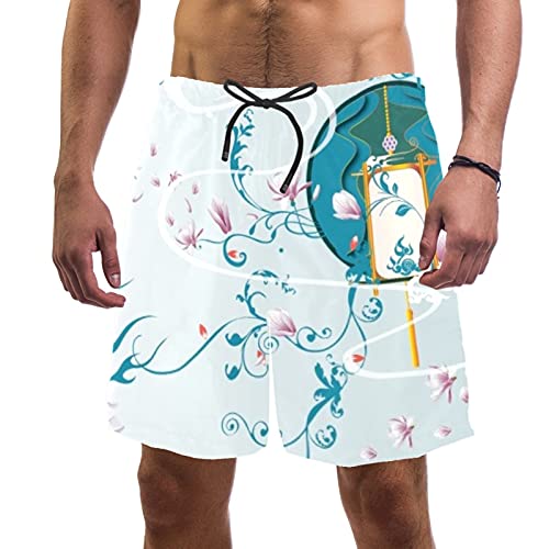 Short de bain pour homme Chinese Palace Lantern multicolore avec doublure en maille taille L à 4XL