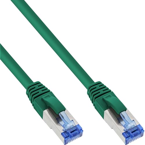 InLine 76811G Patchkabel, S/FTP (PiMf), Cat.6A, 500MHz, halogenfrei, Kupfer, grĂĽn, 1m