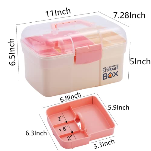 11'' Plastic Storage Box with Removable Tray, Multipurpose Organizer for Sewing, Art & Craft, Cosmetic (White) - Image 3