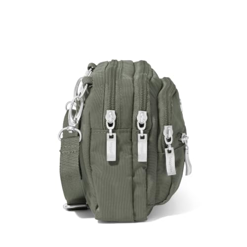 Image of Baggallini Triple Zip Small Crossbody Bag for Women - Lightweight Convertible Fanny Pack Belt Bag