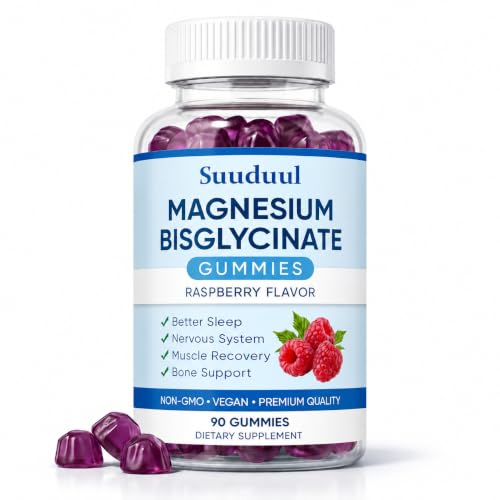 Magnesium Bisglycinate Gummies 400mg High Absorption Magnesium Supplement Raspberry Flavor Supports Muscle & Nerve Function Relaxation & Daily Wellness Vegan 90 Gummies