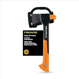 Fiskars X7 Hatchet – Wood Splitter for Small to Medium Size Kindling with Proprietary Blade-Grinding Technique – Lawn and Garden – Orange/Black