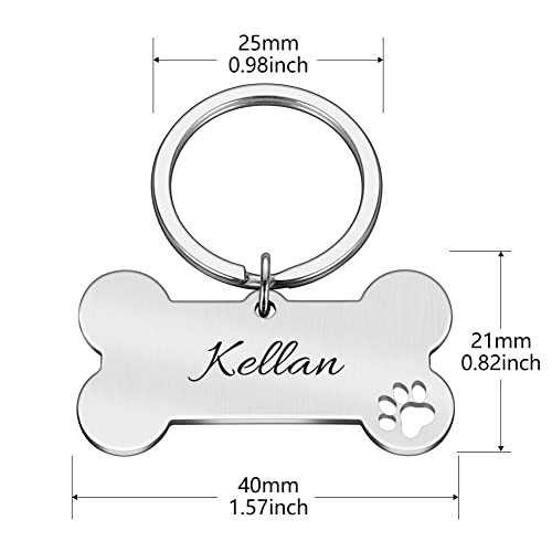 Personalisiert Hundemarke Knochen Haustier ID Tag Pet Tags mit Pfoten aus Edelstahl mit Gravur für sehr kleine Hunde und Katzen oder Welpen Adressanhänger inkl. Schlüsselring | beidseitig GRAVIERT