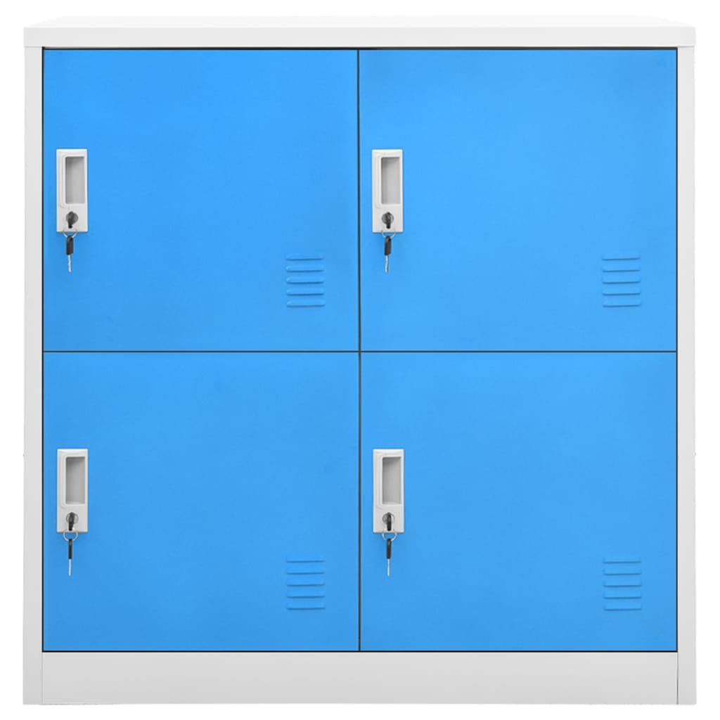Armadietti in acciaio, 5 pezzi, grigio chiaro e blu, 90 x 45 x 92,5 cm, con serrature e 4 scomparti, armadio portaoggetti per ufficio, scuola, archiviazione, armadietto, armadietto per soggiorno