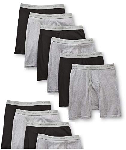 Hanes Men's 10-Pack Tagless Comfort Flex Waistband Boxer Briefs - Black/Grey 234W103