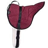 Harrison Howard Equestrian Saddle Pad Horse Riding Pad Bareback Pad with Girth Burgundy