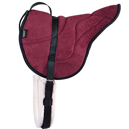 Harrison Howard Equestrian Saddle Pad Horse Riding Pad Bareback Pad with Girth Burgundy