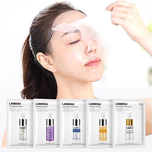 Anti-Ageing Multipack of 7 Pampering Facial Face masks, Vitamin C facemask, Hyaluronic Acid, 6 Peptides, Pore Treatment,24k gold Peptides, Ectoin Soothing, Improve fine lines and wrinkles