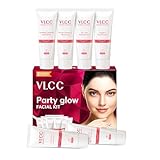 VLCC Party Facial Kit - Includes 6 Skin Care Products - Cleanser with Face Toner, Scrub, Face Cream, Gels and Mask with Hyaluronic Acid - 6 pc