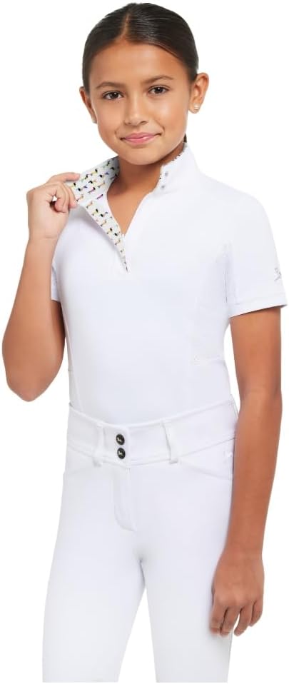 RJ Classics Brynn Jr Girls Show Shirt- White with Doxies Dogs
