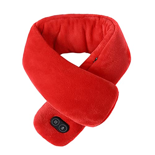 USB Heated Neck Wrap for Men & Women - 3 Temp. & 4 Massage Settings - Soft Scarf for Running, Skiing, Cycling