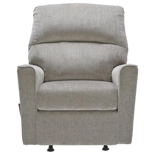 Image of Signature Design by Ashley Manual Rocker Recliner Chair, Alloy Gray | Plush 100% polyester chenille fabric, Durable and comfortable cushions, Relaxing living room use, Altari Series