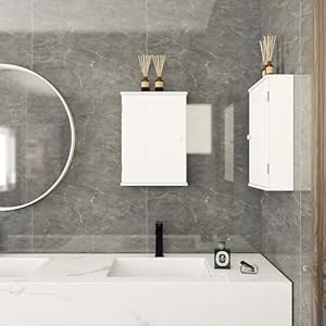 Small Bathroom Medicine Cabinet with DoorsOver The Toilet Storage Cabinet with Adjustable ShelvesWall Mounted Storage Cabinet Organizer for BathroomLaundry Room