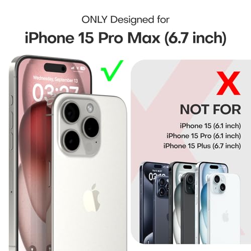 Image of TAURI for iPhone 15 Pro Case, with Screen Protector, Pink | Anti-Yellowing Military-Grade Protection Shockproof Slim Phone Case for iPhone 15 Pro