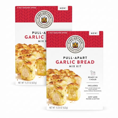 King Arthur Baking Company Pull-Apart Garlic Bread Mix Kit 15.25 oz.,Baking Mix - Ready in 1 hour,(Pack of 2)
