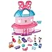 Minnie Mouse's Home Sweet Headquarters is a 4-level dollhouse playset with five rooms of play and features three figures, 12 play pieces, an elevator, and Minnie's magic Turnstyler fashion closet.