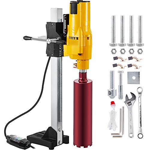 Happybuy 8 Inch/205MM Diamond Core Drilling Machine 3980W Diamond Core Drill Rig with Stand and Drill Bits,Wet Dry Core Drill Rig for Diamond Concrete Drilling Boring (Drill Bit Diameter: 4.25