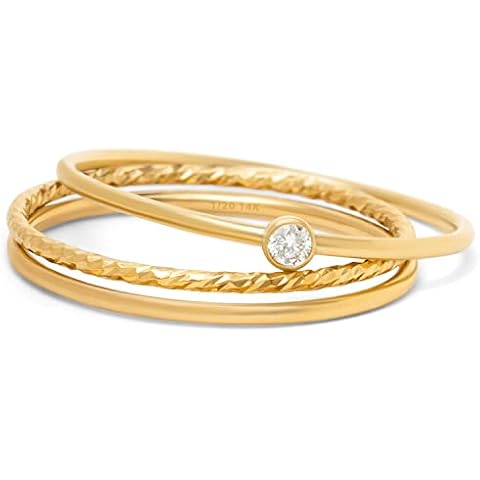BENIQUE Dainty Stacking Rings for Women, 14K Gold Filled or 925 Sterling Silver, 1mm Thin Non-Tarnish Band Set Size 5 6 7 8 9 (14K Gold Filled, 9) Cover