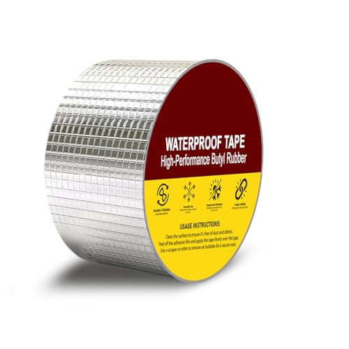 Image of Aluminium Butyl Waterproof Tape | Heavy Duty Leak Repair Sealing Tape | Self-Adhesive Roof, Pipe & Wall Crack Repair | Weatherproof & Heat Resistant (3 Inch (7.5CM*5M))