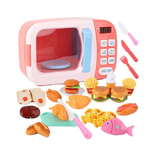 Yangguang Amasstu Kinderspeelgoed Keuken Magnetron Speelset Elektrische Timing Simulatie Keuken Ware Pretend Play Magnetron Set met Speelvoedsel en accessoires voor Kids Verjaardagscadeau Comfortabel