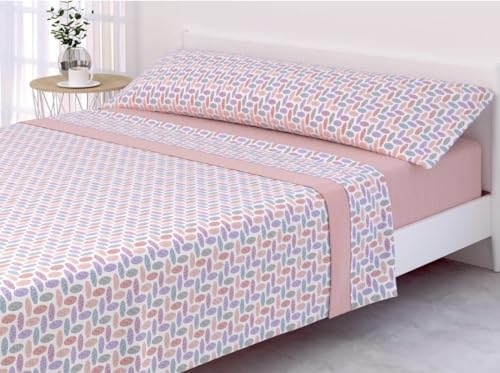 Juego sábanas de Invierno térmicas, 3 Piezas, Incluye Sábana Bajera, Encimera y Funda de Almohada, Suaves, cómodas y Confortables. (Cama 150, Rosado)