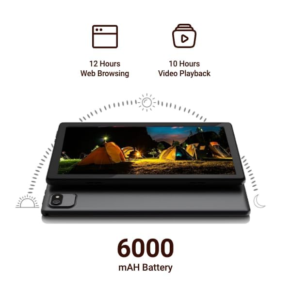 Image of Baatu Enable Tab (10'1 Display) + Flipcover (Black) Combo | Parental Control Tablet for Children | Space Grey Tablet with Dual Speakers, 4G Calling + Black Smart Flip Cover