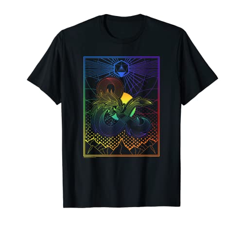 Dungeons & Dragons Geo Dice Rainbow Pride Poster T-Shirt