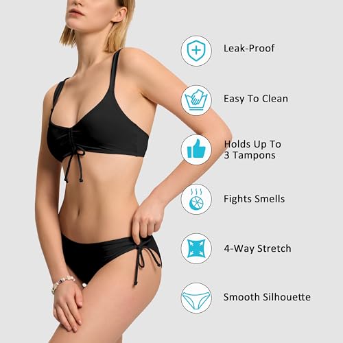 Beautikini Period Swimwear for Teens Two Piece Tie Leakproof Swimsuit Menstrual Drawstring Bikini Set Bathing Suits for Girls3