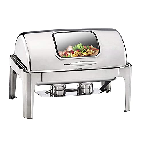 hyywmgx Edelstahl Roll Top Chafing Dishes 9L Full Size Chafer und Buffetwärmer Komplettset mit Speisepfanne…