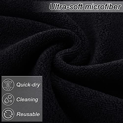 Turstin 24 Pack Makeup Remover Towels 13X13 Inch Microfiber Face Towels Reusable Makeup Wash Cloth Facial Cleansing Makeup Towels For Women Skin Care Holiday Gift, Black #TOP3