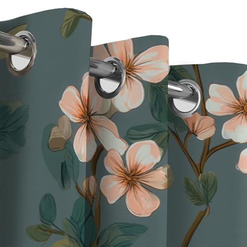 Tenture opaque haut de gamme aux illustrations florales et finition œillets - 5