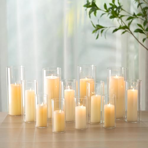 Romadedi Vase Cylindrique en Verre Photophore Bougeoir - Lot de 30 Vases Transparent Haut pour Bougie Décoration Centre de Table Mariage Decoration Maison...
