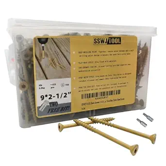 Deck Screws 2-1/2 Inch, Wood Screws #9 x 2-1/2" Rust Resistant, 420 PCS, Exterior Epoxy Coated, Outdoor Decking Screws, Torx/Star Drive Head Screw