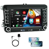 Android 15 Autoradio 2+64GB für VW Golf 5 6 Polo 6R Passat T5 Seat Skoda, 7 Zoll 2DIN Car Radio mit Wireless CarPlayy Android Auto, DAB+, GPS, BT, inkl. Mikrofon, GPS Antenne & Einbauwerkzeug