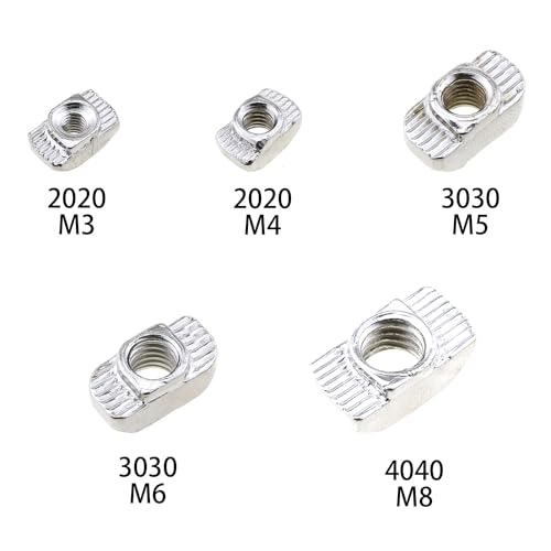 ZZHXSM Kit de porcas T 90 peças M3 M4 M5 M6 M8 T porca martelo porca de fixação niquelada aço carbon
