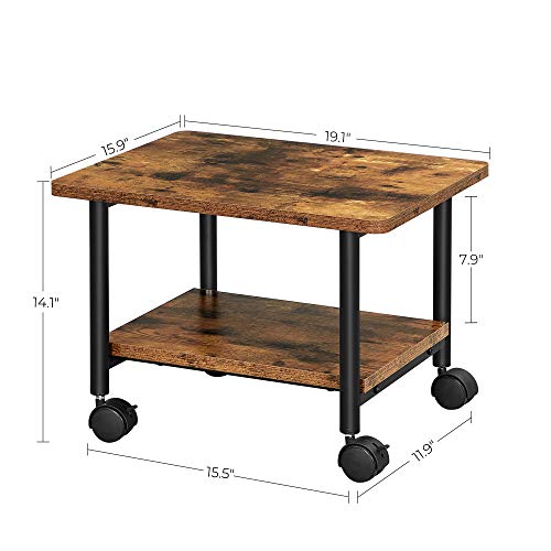 Vasagle Industrial Under Desk Printer Stand, 2-Tier Mobile Machine Cart With Shelf, Heavy Duty Storage Rack For Office And Home, Rustic Brown + Black #TOP6