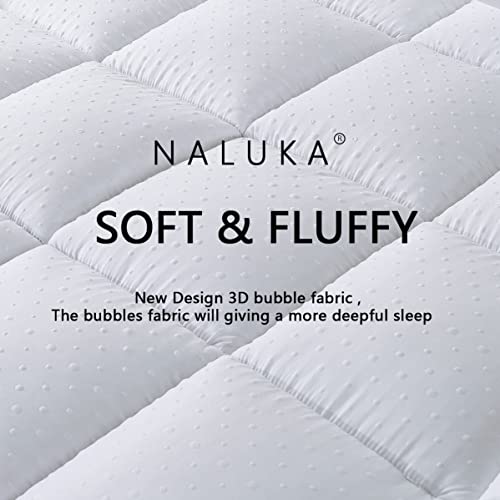 Naluka Pillowtop Mattress Topper Full 3D Bubble Microfiber Pillow Top Mattress Cover With Deep Pocket Cooling Mattress Pad Extra Thick 2" #TOP1