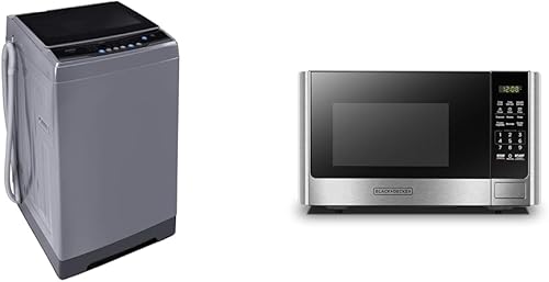 COMFEE' Lavadora portátil de 1.6 pies cúbicos, capacidad de 11 libras, lavadora compacta totalmente automática y horno de microondas digital