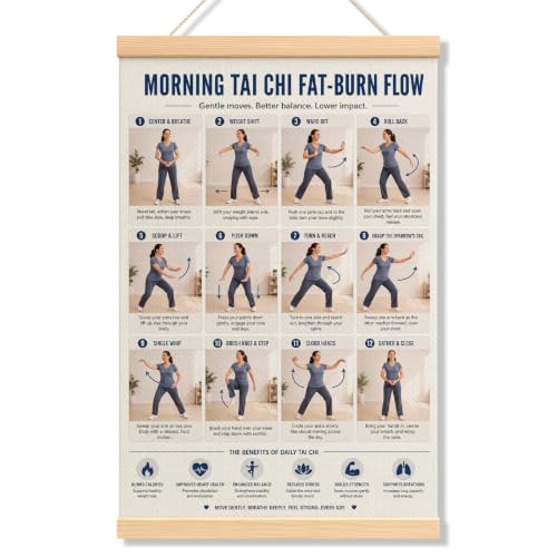 Póster de Tai Chi de lienzo para rutina matutina de mayores
